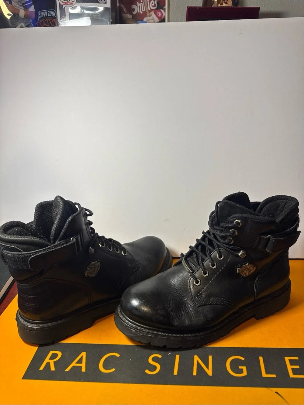 Harley Davidson Mens 11 Black Leather Motorcycle  Boots 91017